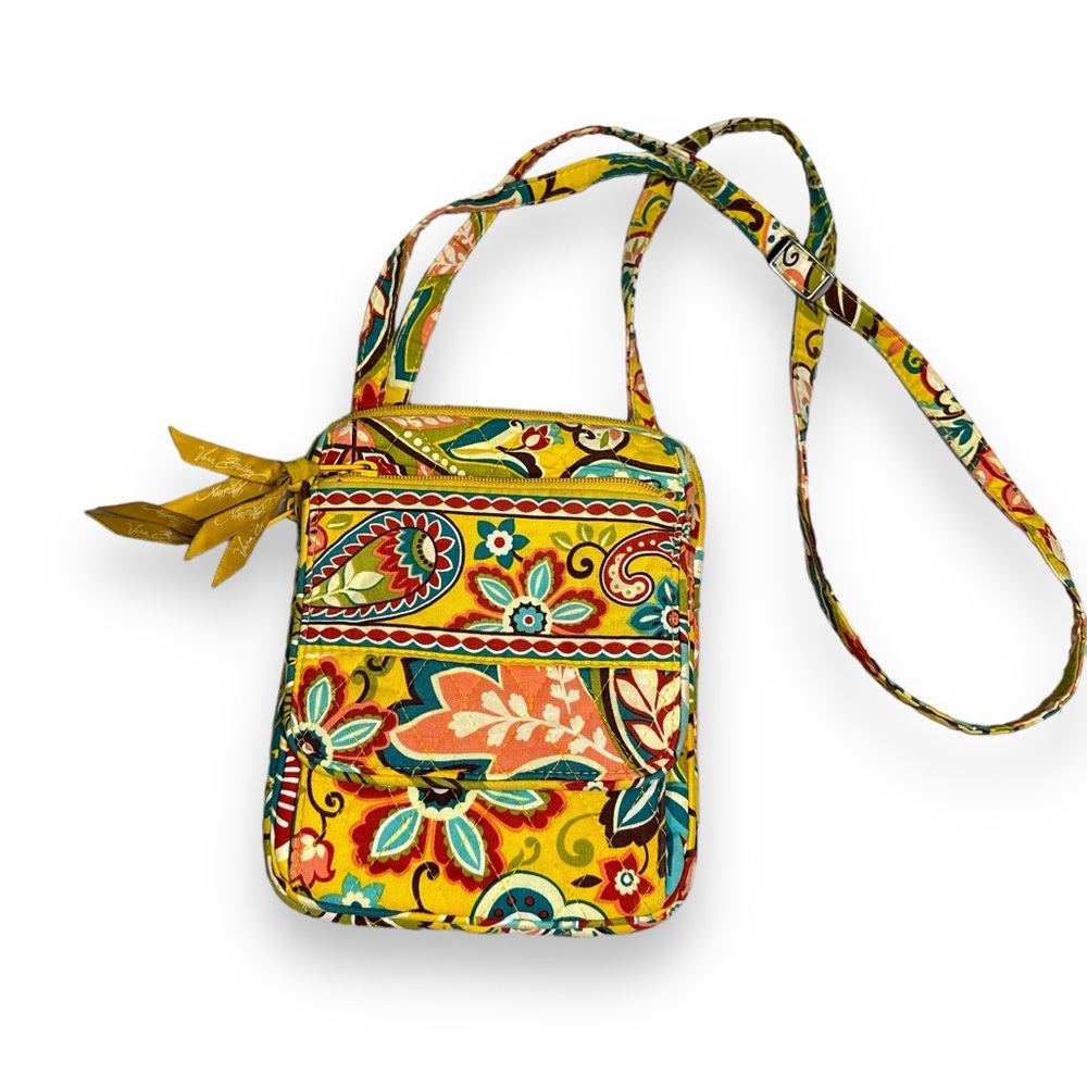 VERA BRADLEY Yellow Paisley Multi-Color Provençal Pattern All-In-One Crossbody